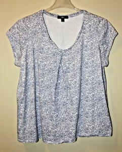 Ellos Damen L (18/20) Oberteil grau Kurzarm Paisley Pullover Baumwolle - Bild 1 von 4