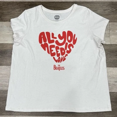 Beatles “All You Need Is Love” T-shirt Women’s Sz XXL White Red Letters EUC! - Image 1 of 4