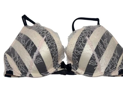 Victoria’s Secret “Very Sexy” Push-Up Bra – Padded Lace & Stripe, 32C - Image 1 of 4