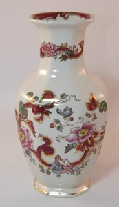 Freimaurer Eisenstein rot Mandalay 20,5 cm 8" achteckige indische Vase um 1990 TOP - Bild 1 von 7