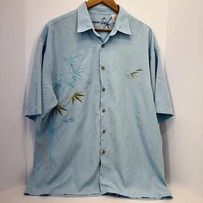 Bamboo Cay Men’s XL Embroidered Hawaiian Shirt Short Sleeved Light Blue - Image 1 of 4