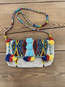 Anthropologie Imayin Handmade Seed Beads Beaded Convertible Crossbody Bag - Picture 1 of 9