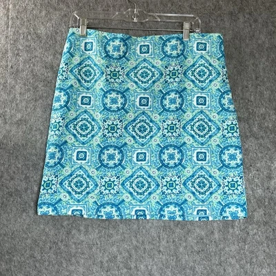 Falda Talbots Mujer Grande Azul Geométrica Corta Cápsula Todos los Días Crucero Costero Foto 1 de 4