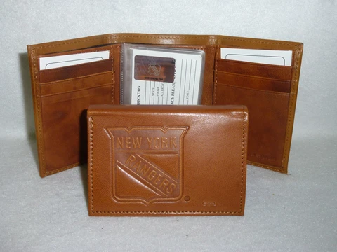 New York NY RANGERS   Leather TriFold Wallet   NEW   brown 3 Cover