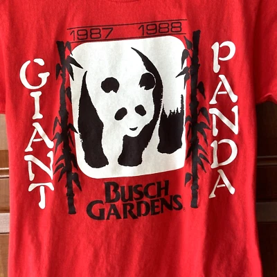 Camiseta Busch Gardens Panda Gigante M Puntada Única Roja SS De Colección 1987-1988 EE. UU. Foto 1 de 4