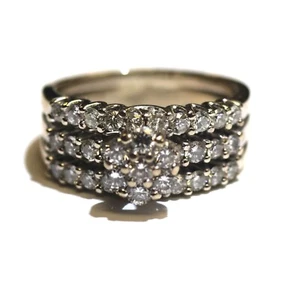 14k white gold 2.38ct round diamond engagement ring 2 wedding bands 10.8g 9.5 - Imagen 1 de 11