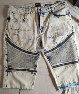 Pantalones de mezclilla blanqueados desgastados con suela R con hebilla Y2K para hombre talla 38 - Imagen 1 de 10