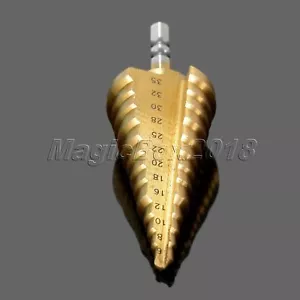 6-35mm Hole Cutter HSS Steel Step Cone Drill Tool Titanium Coated 1/4" Hex Shank - Picture 1 of 12