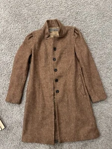 Zara Basic Brown Wool Blend Winter Coat - Women’s Small - Picture 1 of 14