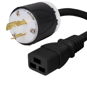 NEMA L5-20P to C19 Power Cord - 3 ft, 20A/125V 12 AWG - Iron Box # IBX-4932 - Picture 1 of 1