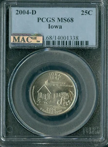 2004 D IOWA QUARTER PCGS MS68 PQ 2ND FINEST GRADE MAC SPOTLESS . - Picture 1 of 4