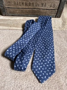 BOGGI MILANO men's tie 100% flannel cotton - blue with mini white paisley 3 1/4" - Picture 1 of 4