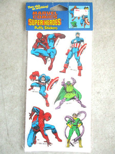 SEALED 1988 MARVEL COMICS SUPER HEROES PUFFY STICKERS SPIDERMAN DOOM CPT AMERICA