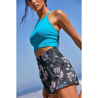 FREE PEOPLE Movement The Way Home Floral Shorts Black Athletic Print X-Small - Image 1 of 4