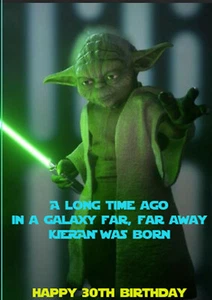 Personalised Yoda Card Birthday Star Wars Inspired Galaxy Darth Vader - Picture 1 of 1