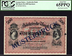 German States,Sächsische Bank, 500 Mark,15.6.1890, Pick S953as, Specimen,Gem Unc
