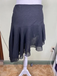 Vtg Y2K Flava Sz L Sheer Asymmetrical Layered Ruffle Mini Skirt Black Whimsigoth - Picture 1 of 10