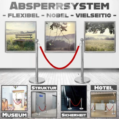 2x Personenleitsystem VIP Abgrenzungsständer Absperrung Absperrband Chrom V2Aox
