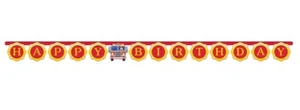 Flaming Fire Truck Happy Birthday Banner - Birthday Party Supplies - Picture 1 of 1