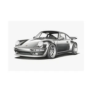 Porsche Whale Tail Art Print - Classic 911 Turbo Poster - Office Wall Decor - Picture 1 of 37