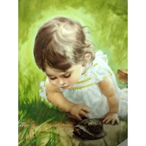 Placa Pemberton & Oakes 1986 patio trasero Discovery Donald Zolan niña tortuga 7,5" - Imagen 1 de 7