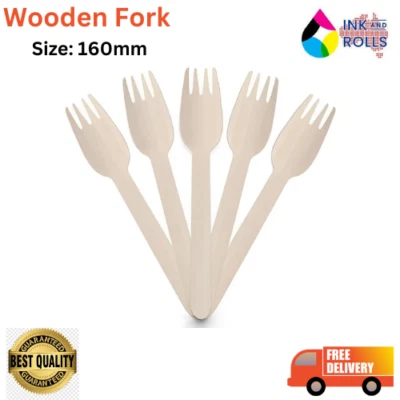 100 - 2000pcs  Wooden Forks Recycle Disposable Eco friendly Compostable 16cm - image 1 of 2