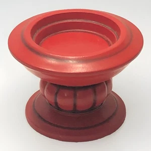 Vintage Red Ceramic Pillar Pedestal Candle Holder Trimont Ware Japan - Picture 1 of 7