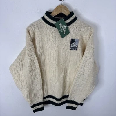 Nuevo con etiquetas Suéter de Lana Beaver Canoe XL Marco de Mano Tejido Verde Crema Rayas De Colección Universitario Foto 1 de 4