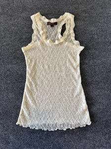 Sweet Pea cremefarben Nylon Spitze Racerback Tank Top figurbetont dehnbar Einheitsgröße - Bild 1 von 7
