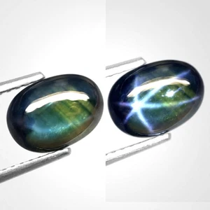 2.67Ct. Natural Star Sapphire 6 Rays Blue Green Bi-Color Rare! Cabochon Thailand - Picture 1 of 7