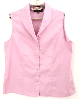 Camiseta sin mangas para mujer Jones New York SIN HIERRO 100 % algodón rosa lila liso talla 12 Foto 1 de 4