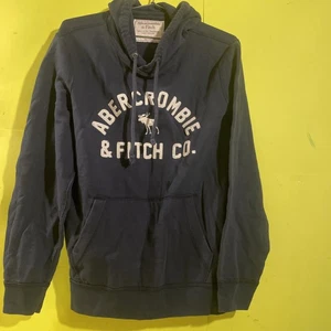 Abercrombie & Fitch Men Sweatshirt Small Blue Hoodie Moose Logo Stitch - Picture 1 of 3