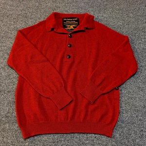 Barbour x Tokito Midden Collared Red Wool Blend Leather Buttons Sweater XL Read - Picture 1 of 7