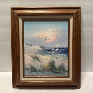 Vintage Strand und Sanddünen gerahmtes Ölgemälde signiert Echtheitszertifikat enthalten - Bild 1 von 10