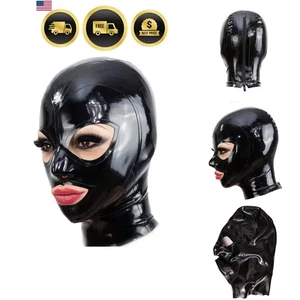 Latex Hood Mask Full Face Riding Party Halloween Stage Cosplay Mask Small - Picture 1 of 8