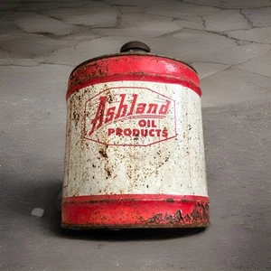 ⛽🔥 RARE Vintage Ashland Oil 5 Gallon Utility Gas Can w/ Wood Handle – Farmhouse - Picture 1 of 5
