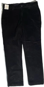 NEW 36 x 32 Mens Roundtree & Yorke Corduroy Pants FlatFront Cotton Spandex Black - Picture 1 of 13