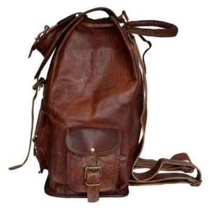 18" New Large Genuine Leather Backpack Rucksack Travel Bag For Men's and Women's - Picture 1 of 18