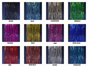 FOIL BACKDROP 40"x10' Party Metallic Fringe Curtain Drapes Style Choose Color - Picture 1 of 14
