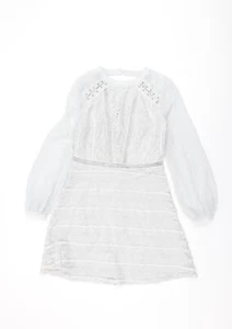 Topshop Womens Grey Floral Polyester Skater Dress Size 10 Round Neck Zip - Picture 1 of 10