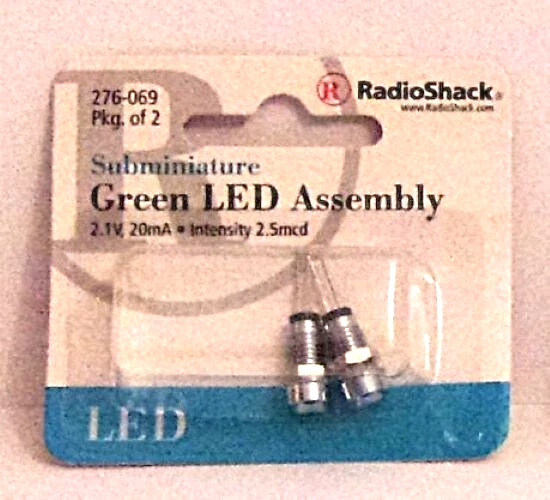 Radio Shack #276-069 Green LED Assembly Pkg 2   NEW Foto 1 de 1