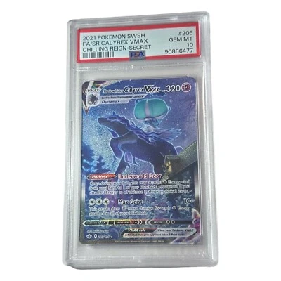 2021 Pokemon SWSH Chilling Reign Secret Calyrex Vmax #205 Full Art PSA 10 - Image 1 of 2