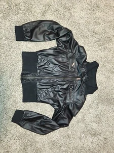 2000s Women's Black Faux Leather Jacket - Ashley, XL - Picture 1 of 9
