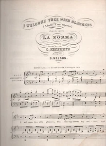 Noten, I Welcome Thee With Gladness, Opera La Norma, C. Jeffreys, um 1840 - Bild 1 von 1