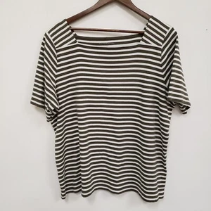 Croft & Barrow Womens Square Neck Short Sleeve Top Size 2X Green Preppy Capsule - Picture 1 of 9