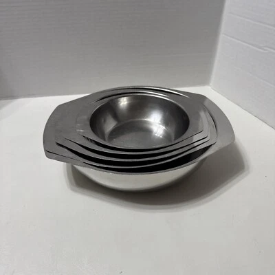 Stainless Steel Nesting Bowls Serving Dishes Set Of 5 Graduated Sizes MCM - Image 1 of 4