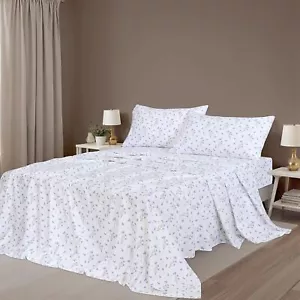 4 Piece King Size Cotton Flannel Sheet Set-Deep Pockets,Double Brushed Specialty - Picture 1 of 7