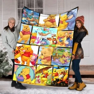 Disney Winnie The Pooh Fleece and Sherpa Blanket, Birthday Gifts for Kids - Picture 1 of 4