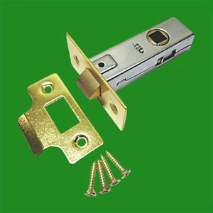 4x 78mm 3" Inch Brass Plated Internal Sprung Catch Tubular Mortice Door Latch - Picture 1 of 2