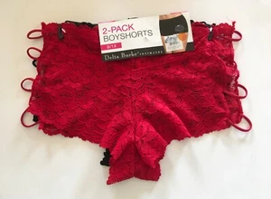 NEW Womens Delta Burke 2-Pack Lace Boyshorts Panties Sz 1X Cherry Pop & Black - Picture 1 of 9